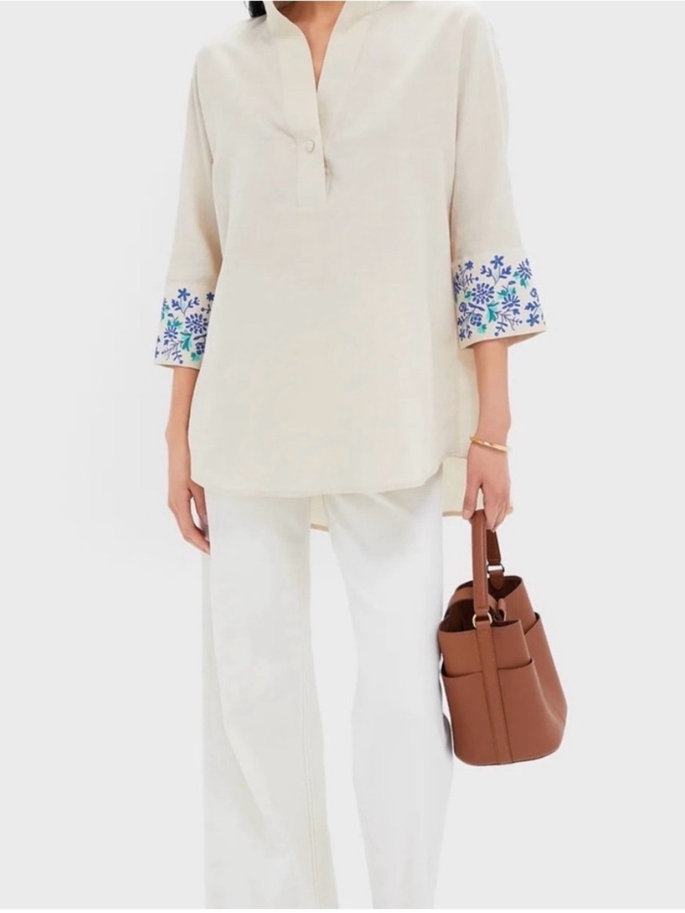Tuckernuck Embroidered Cuff Willow Blouse